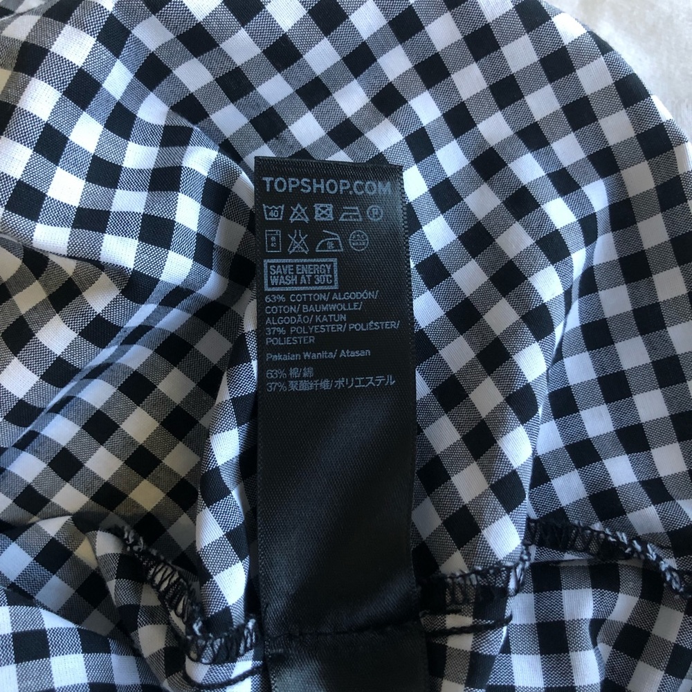 TOPSHOP Gingham Ruffle Asymmetrical Top - Picture 7 of 8